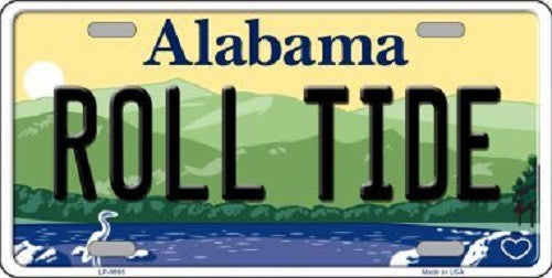 Roll Tide Alabama Background Novelty Metal License Plate