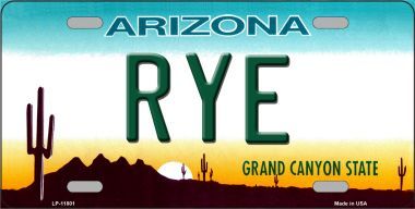 Rye Arizona Novelty License Plate