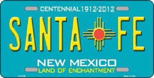 Santa Fe New Mexico Teal Novelty Metal License Plate