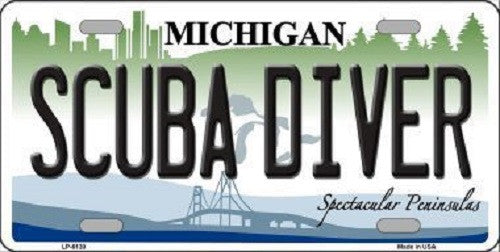 Scuba Diver Michigan Metal Novelty License Plate