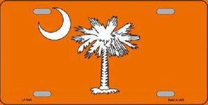 South Carolina Flag Orange Novelty Metal License Plate