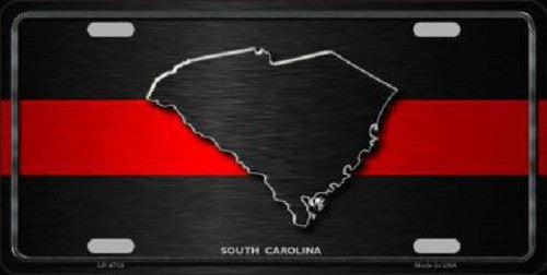 South Carolina Thin Red Line Novelty Metal License Plate