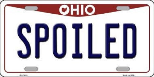 Spoiled Ohio Background Novelty Metal License Plate
