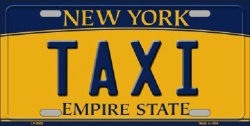 Taxi New York Background Novelty Metal License Plate