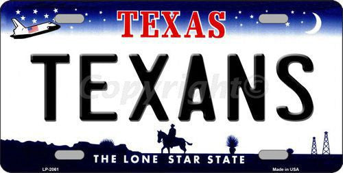 Texans Texas State Background Novelty Metal License Plate
