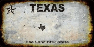 Texas Background Rusty Novelty Metal License Plate