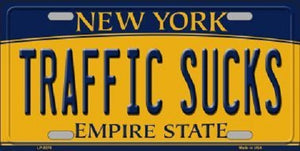Traffic Sucks New York Background Novelty Metal License Plate