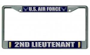 U.S. Air Force 2nd Lieutenant Chrome License Plate Frame