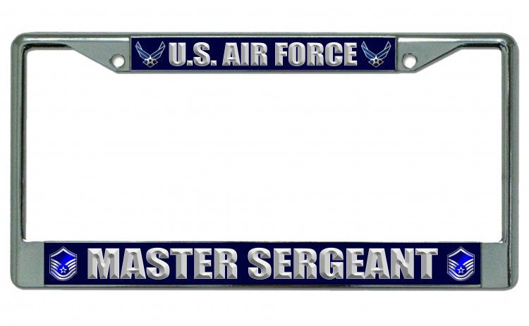 U.S. Air Force Master Sergeant Chrome License Plate Frame