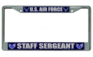 U.S. Air Force Staff Sergeant Chrome License Plate Frame