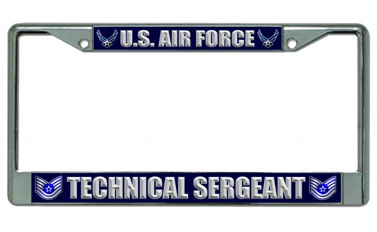 U.S. Air Force Technical Sergeant Chrome License Plate Frame
