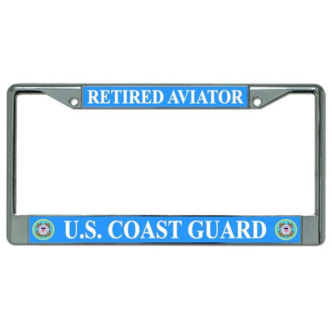U.S. Coast Guard Retired Aviator Chrome License Plate Frame