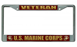 U.S. Marine Corps Veteran Chrome License Plate Frame