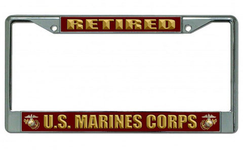 U.S. Marine Corps Retired Chrome License Plate Frame