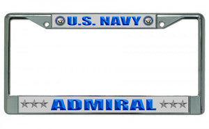 U.S. Navy Admiral Chrome License Plate Frame