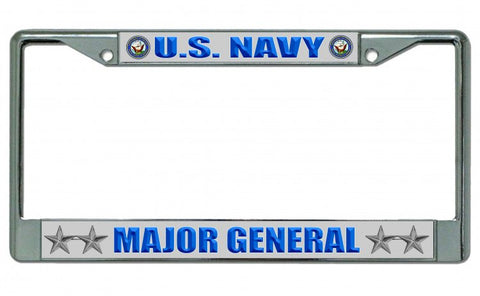 U.S. Navy Major General Chrome License Plate Frame