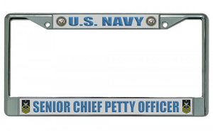 U.S. Navy Senior Chief Petty Officer Chrome License Plate Frame