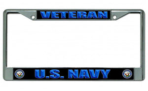 U.S. Navy Veteran Chrome License Plate Frame