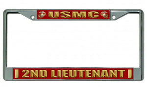 USMC 2nd Lieutenant Chrome License Plate Frame