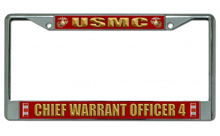 USMC Chief Warrant Officer 4 Chrome License Plate Frame