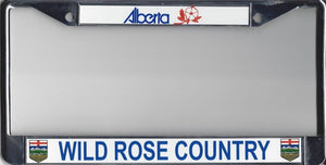 Alberta Wild Rose Country Chrome License Plate Frame
