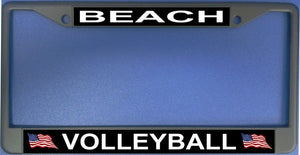 Beach Volleyball Black Chrome License Plate Frame