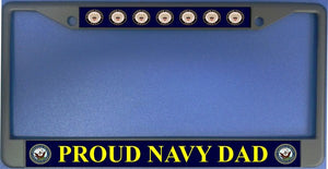 Proud Navy Dad Black License Plate Frame