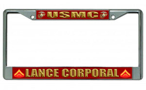 USMC Lance Corporal Chrome License Plate Frame