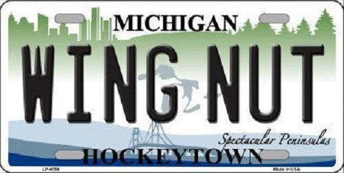 Wing Nut Michigan State Metal Novelty License Plate