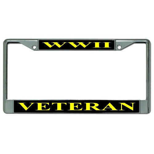 World War 2 Veteran Chrome License Plate Frame