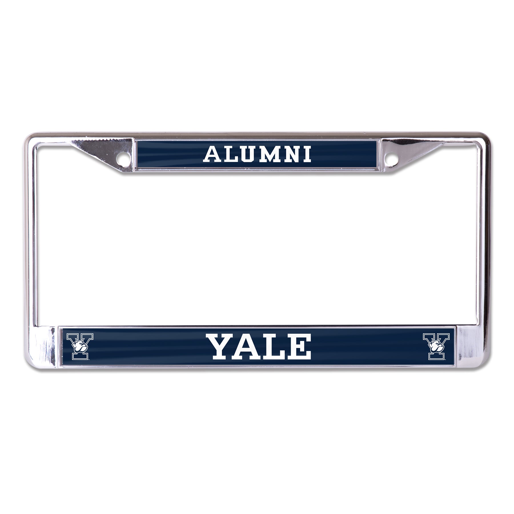 Yale University Alumni on Blue "Bulldog Logo" Chrome License Plate Frame