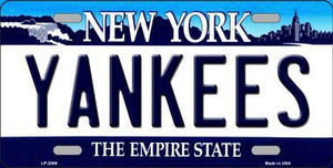Yankees New York State Background Novelty Metal License Plate