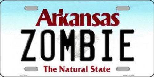 Zombie Arkansas Background Novelty Metal License Plate