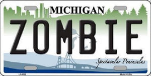 Zombie Michigan Metal Novelty License Plate