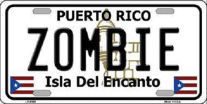 Zombie Puerto Rico Metal Novelty License Plate